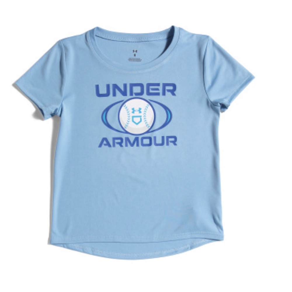 Under Armour Light Blue Loose Fit Velocity Softball/Baseball Graphic Tee 6 NWT